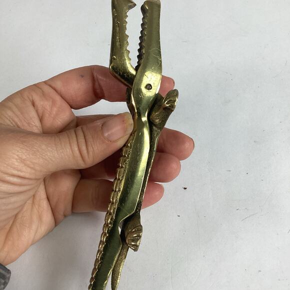 Vintage Solid Brass Alligator Crocodile Nutcracker - Picture 9 of 15